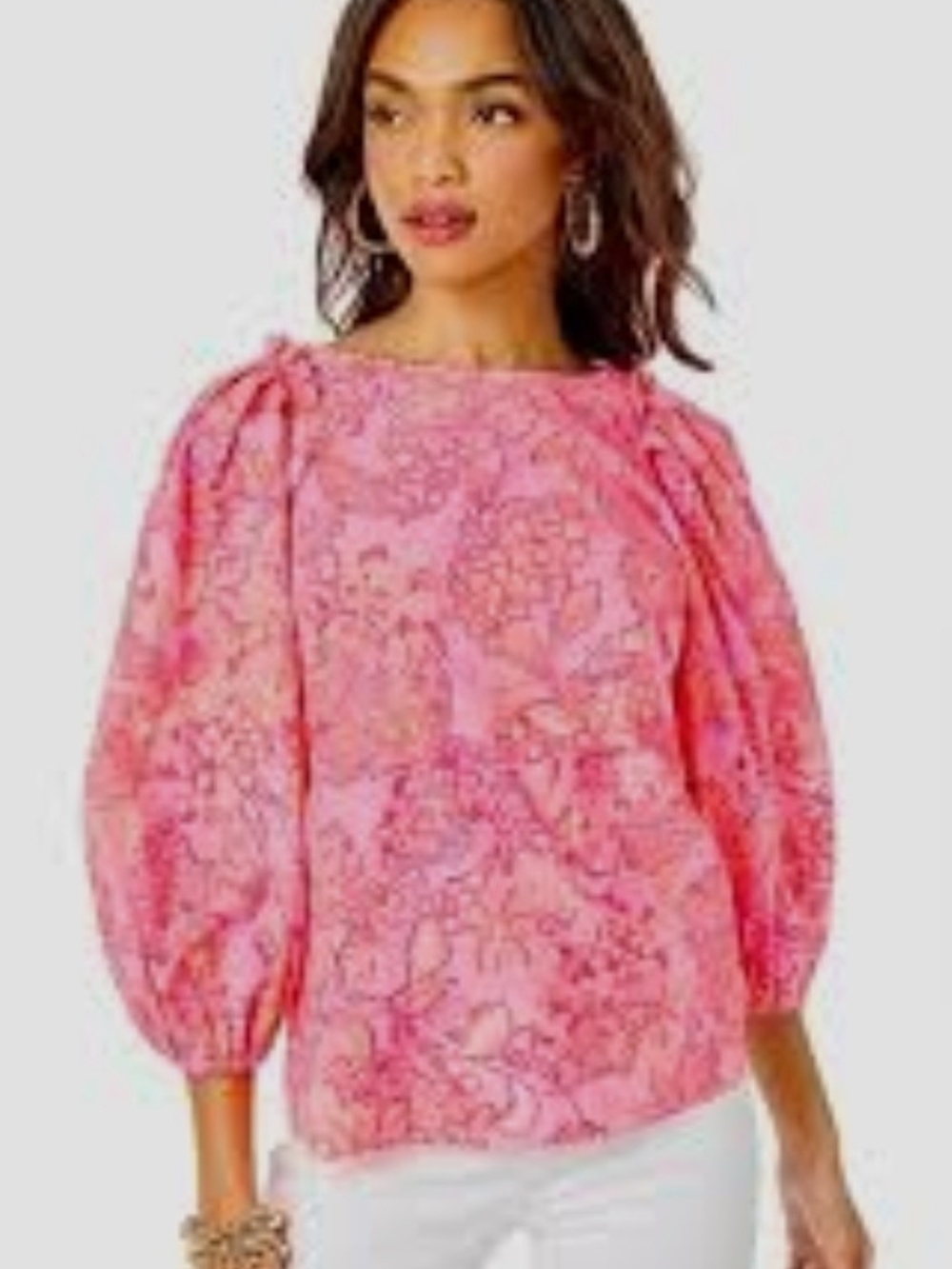 Lilly Pulitzer Barabara 3/4-Sleeve Mandevilla Baby Days Bloom EUC Sz XL
